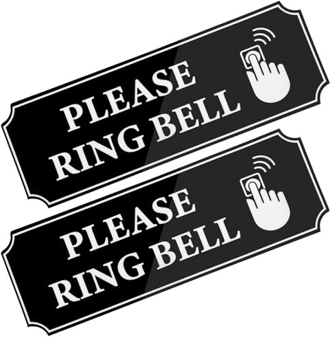 Mabor 2Pcs Please Ring Bell Sign Sticker | Large Self-Adhesive Waterproof Ring Bell Sign for Home Business Offices Doorbell