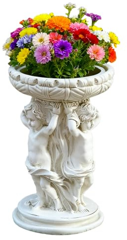 Flower Pot – Resin Retro Decor, Angel Statue Container, Vintage Planter | Ideal For Outdoor Yard Patio Garden Porch Pathway Lawn Balcony Bedroom Living Room Birthday Home Decoration Display Arrangemen
