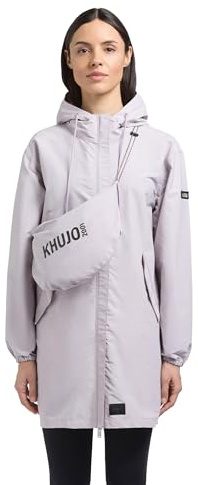 khujo Damen lange Übergangsjacke ultraleichter Kurzmantel mit 2-Wege-Reißverschluss und Umhängetasche Ameti XS-XXL