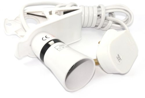 Invero® 2M Flexible Clip On Light Lamp Bulb Holder Switch 2 Meter Cable UK Plug 60W Max