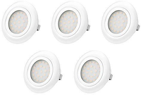 TEVEA® Ultra Flach LED Einbauleuchten - Möbelleuchte - Einbaustrahler (Warmweiss-Weiss-5er)