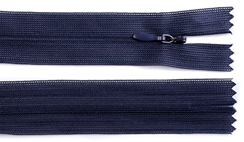 Schnoschi 5 Stück 30 cm Langer Spiralreißverschluss, nahtverdeckt, Nicht teilbar, dunkelblau, 3mm Laufschiene, Reißverschluss