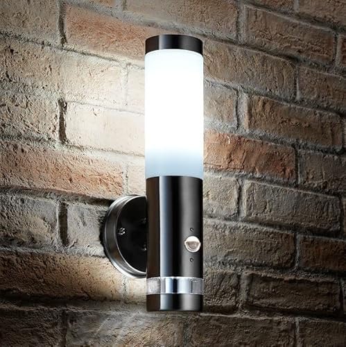Auraglow Brushed Chrome Dual Function PIR Infrared Motion Sensor Detector LED Wall Light (Cool White)