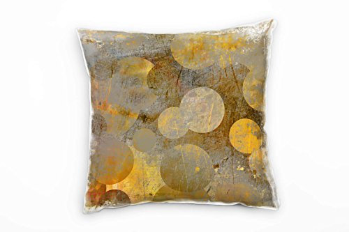 Paul Sinus Art Abstrakt, Gold, braun, Kreise Deko Kissen 40x40cm für Couch Sofa Lounge Zierkissen - Dekoration zum Wohlfühlen