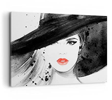 Bilder auf Leinwand 100x70cm Leinwandbild mit Rahmen Frau Gesicht Lippen Groß Wanddeko Bild Schlafzimmer Küche Deko Wandbilder Dekoration Wohnzimmer Wall Decor Canvas Wand Kunstdruck Art AA100x70-3916