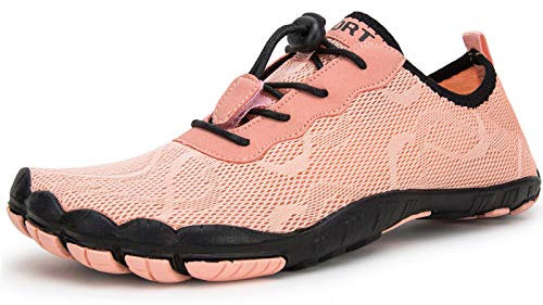 IceUnicorn Barfußschuhe Damen Herren Breite Traillaufschuhe Zehenschuhe Unisex Schwimmschuhe Strandschuhe Aquaschuhe(Pink, 39EU)