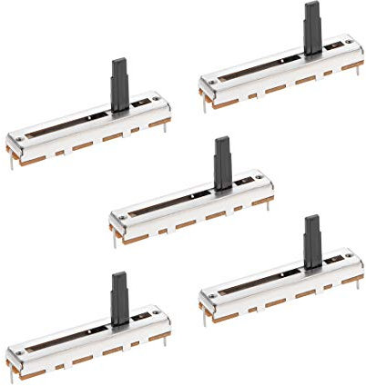 sourcing map 5St Fader Variable Widerstände Mischer Potentiometer Gerade Schiebe B100K Ohm Linear Potentiometer zum Dimmen 45mm
