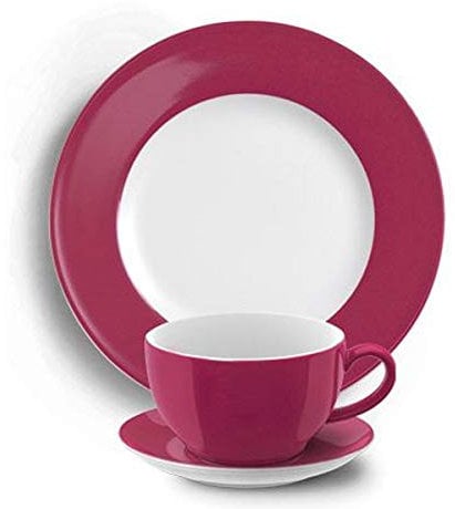 Dibbern SONDERAKTION Solid Color - Kaffeetasse m.U. 0,25 + Teller 21 cm - himbeere - NEU