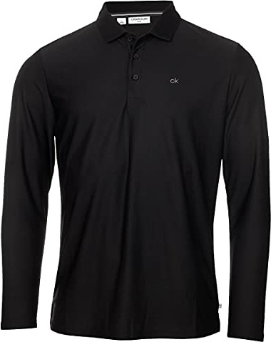 Calvin Klein Mens L/S Central Polo Shirt - Black - XXXL