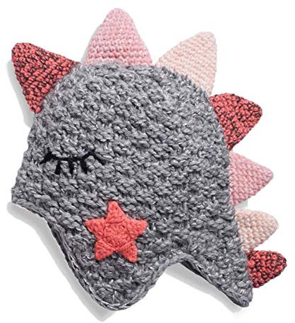 Jungen Mädchen Gestrickte Dinosaurier Hüte, Cartoon Kinder Winter Warme Süße Mütze,GrauRosa,5-6 Jahre