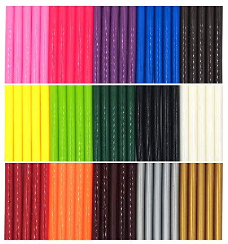 Varacl - Bastoncini di colla colorati a caldo, per lavori artistici, fai da te, per riparazioni generali, regali di vacanza, 15 colori, 75 pezzi, diametro 7 mm, lunghezza 10 cm