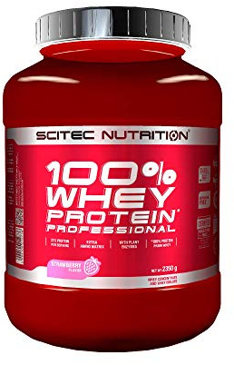 Scitec Nutrition 100% Whey Protein Professional mit extra zusätzlichen Aminosäuren und Verdauungsenzymen, Beinhaltet keinen Zuckerzusatz, 2.35 kg, Erdbeere