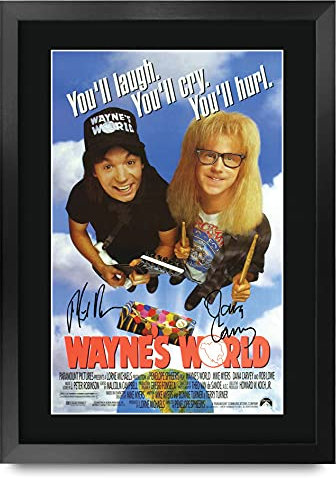HWC Trading FR A3 Wayne's World 1 Mike Myers Gifts gedrucktes Poster mit Autogramm für Film-Fans – A3 gerahmt