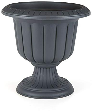 Tamersgifts Plastic Round Garden Urn Plant Pot Planter Outdoor Garden Stand Round -3 colours (Gunmetal Grey, Medium)
