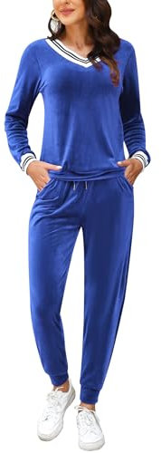 Totatuit Tuta Donna in Velluto Morbido Due Pezzi Sportiva Casual Pigiama Pile Set Inverno da Yoga Jogging Training Sportwear