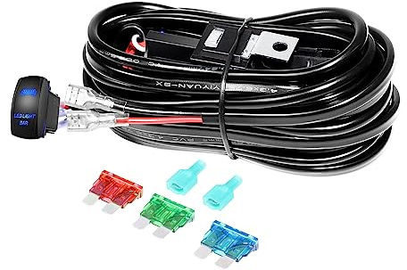 PICAA Kabelbaum Wasserdichter Kabelsatz Relais 1-Lead für LED Arbeitsscheinwerfer, KFZ, ATV, Off Road, Arbeitslicht Lichtleisten12V/40A (für 1 Lampe)