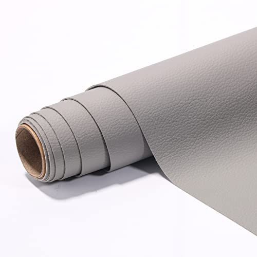 Leder Reparatur Patch, Kunstleder Selbstklebende Lederflicken 40 x 150cm, für Sofas Handtaschen Jacken Möbel Autositze, Hellgrau