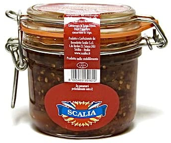 Scalia Sardellenfilets mit Chili in Olivenöl extra vergine sardellen aus Italien Sizilien 240gr filetti di alici
