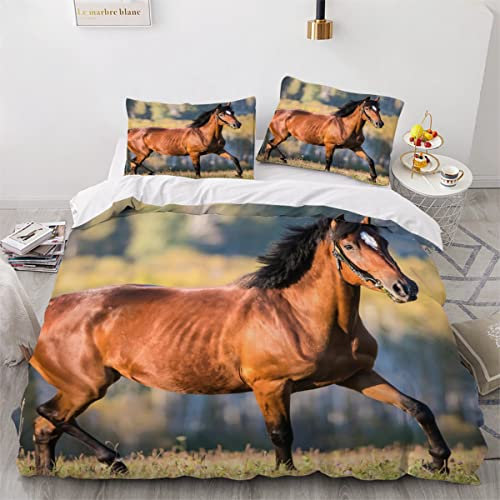 Bettwäsche 155X220 Bettwäsche Set Mustang Kinder Teenager 3Teilig Atmungsaktiv Mikrofaser Weiche Angenehme -1 Bettbezug 155X220 cm Mit Reißverschluss + 2 Kissenbezügen 80X80 cm