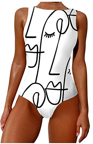Maillot de Bain Femme Maintien Froncé Micro Jupette Intégrée Brassiere Noir Blanc Kaki Combinaison Dos Nu Plongeant Une Bretelle Decolleté Tankini Leopard Bride Soleil Sucré Décolleté Rondes Volant