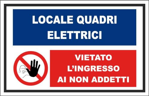 NEW CARTELLO SEGNALETICO - Locale quadri elettrici mod. 2 - Adesivo Extra Resistente, Pannello in Forex, Pannello In Alluminio (ADESIVO 30X42 cm)