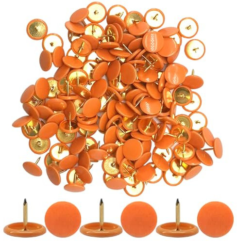 Ruidee 150 Stück Reißzwecken Metall Dekorative Reißzwecke Reißnagel rund mit Kunststoffköpfen und Stahlspitzen (Orange)