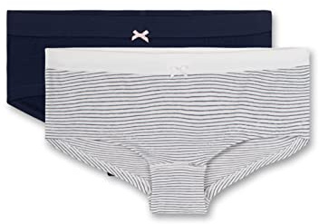 Sanetta Mädchen-Hipster (Doppelpack) Off-White und dunkelblau Ringel | Hautfreundlich, elastisch & anschmiegsam. | Inhalt: 2er-Set Unterwäsche für Mädchen