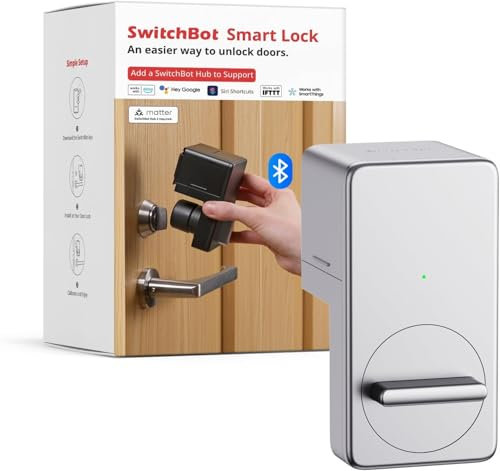 SwitchBot Smart Lock, serrure de porte électronique Bluetooth, serrure de porte intelligente pour ouvrir les portes sans avoir à les remplacer, compatible avec WiFi Bridge (vendu séparément)