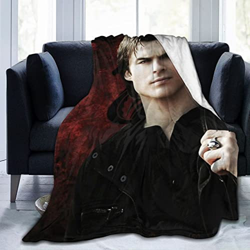 Gemütliche Damon Thow-Decke aus Plüsch, Salvatore, Flanelldecke, Bettwäsche, warmes Fleece, weiche Decke für Sofa, Couch, Wohnzimmer, Büro, Auto, Camp, Stranddecken, 127 x 102 cm