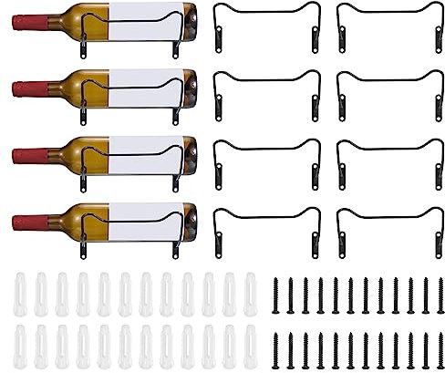 sourcing map Spiral Wine Wall Holder 12 Pcs, Metal Iron Hanging Wine Bottle Holder Level Style Display for Standard Wine Bottles Home Kitchen Bar Wall Decor, Black