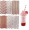 150 Stück Roségoldene Papierstrohhalme, Gestreifte Papierstrohhalme, Biologisch Abbaubare Papierstrohhalme, Strohhalme Mit Mehreren Mustern, 6 Stile