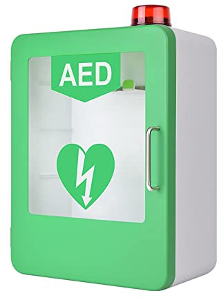 MObyat AED-Defibrillator-Aufbewahrungsschrank, Wandmontierter Kunststoff-Herz-Defibrillations-Alarmkasten, Erste-Hilfe-Schrank Mit Alarmsystem, Korrosionsbeständig Und Ungiftig, Für Büro, Krankenhaus