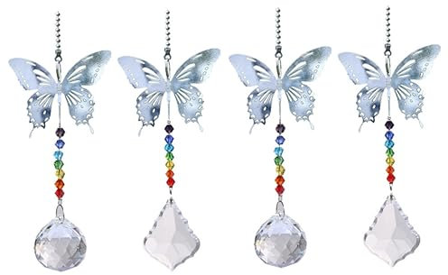 Abaodam 4 Stück Kristallprisma Zubehör Zum Aufhängen Von Autospiegeln Hängender Kristall-sonnenfänger-anhänger Auto Kristall Hängende Verzierung Pendelleuchte Kronleuchter Kugel Charme