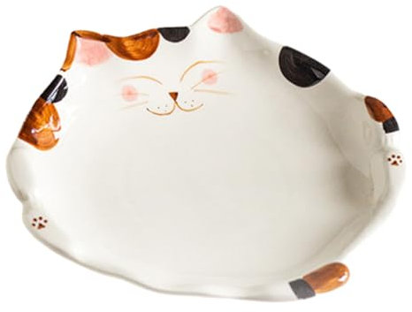 Milisten Plato De Cerámica Plato Con Forma De Gato Organizador Clave Plato Llano De Porcelana Plato De Cena De Cerámica Plato De Ensalada De Gato Palets Bandeja De Joyería Estilo Japones