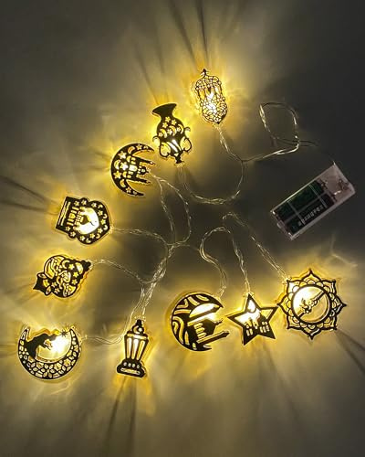 Ramadan Deko Ramadan Lichterkette, 5,4 Fuß Ramadan Licht Stern Mond Lichterketten Eid Mubarak Licht Ramadan Kareem Dekoration Ramadan Dekoration Ramadan Laterne für Zuhause Outdoor Garten Islam Deko