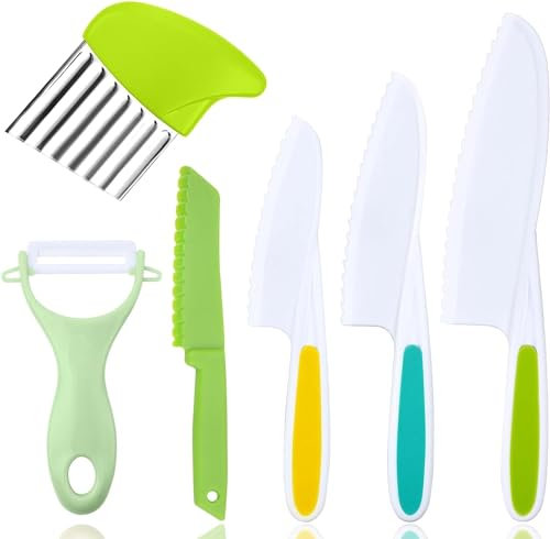 QHFlashbuy Kindermesser,6-Teiliges Kinder Sicherheit Kochmesser Küchenmesser Set,Kochen Küchenmesser zum Schneiden Kochen Von Obst Oder Gemüse für Kleinkinder