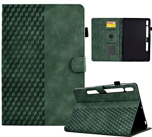 Vkooer Case for Samsung Tab S9 Ultra 2023 / S8 Ultra 14.6 Inch PU Leather Protective Case [SM-X916B/X910N] Tablet Pockets Flip Stand Cover Case Cube with Pen Holder, Dark Green