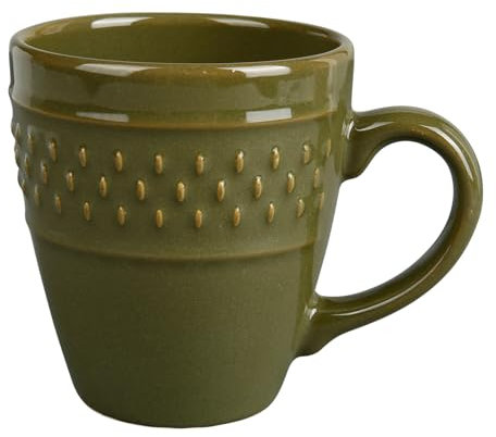 GENEVIEVE LETHU Taza 20 cl de loza gama grano de arroz Ø 7,5 cm H 8 cm Color caqui Decoración estampada