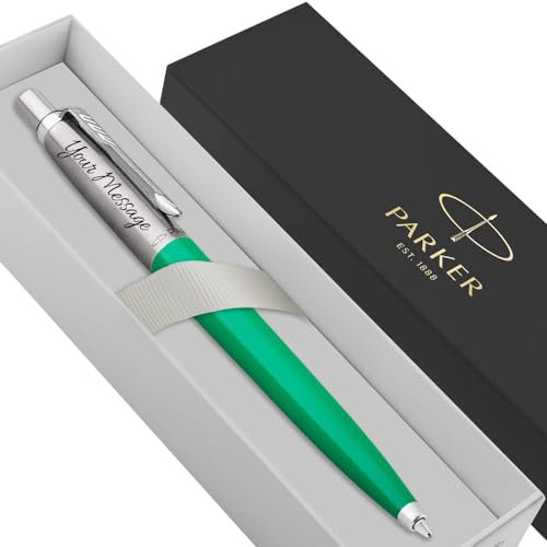 Parker Jotter Ballpoint personalised parker pen engraved In Classy Gift Box Ideal Anniversary, Birthday or Fathers Day Gift Perfect For Men & Women Engraved Parker Pen With Laser Engraving (Green)
