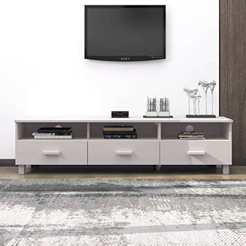 TJROO TV-Schrank mit Schubladen, weiß, 158 x 40 x 40 cm, aus massivem Kiefernholz und MDF, Möbel für Wohnzimmer, Schrank, TV, TV-Schrank, TV-Schrank, mit Schubladen, Schubladen, Holz, Fernsehmöbel