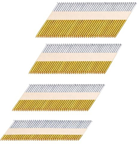 HW HAMWOO 34°Framing Nails,D Head Nail Pack,480-Pack (2- 120Pcs,2-1/2- 120Pcs,3- 120Pcs, 3-1/2- 120Pcs),Hot Dipped Galvanized Paper Tape Strip Nails,Ring Shank,for 30 to 34 Degree Framing Nailer
