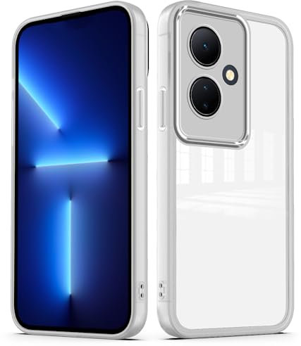 YUXING Cover per Vivo V29 Lite 5G Custodia Trasparente con Pellicola Protettiva Lenti Morbida Ultra Sottile Antiurto Bumper Slim Case - Bianco