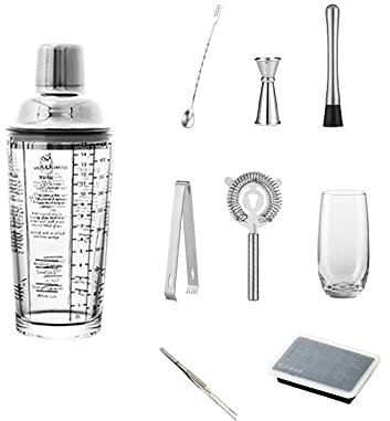 YYBDENL Mélangeur à vin Jeu de Verre Shaker, Shaker Shaker Shaker Shaker Shaker, Recette de la Courroie d'outils de la Main de Cocktail Shaker à Cocktail(B)