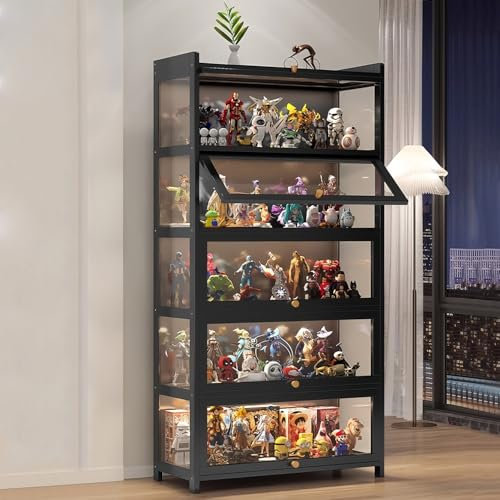 uofgcru Vitrine für Sammlerstücke, Holzvitrine, Acryl-Vitrine, multifunktionale staubdichte Acryl-Vitrine, durchsichtige Vitrine für Wohnzimmer und Büro mehrere Größen-Black(60×32×172cm)