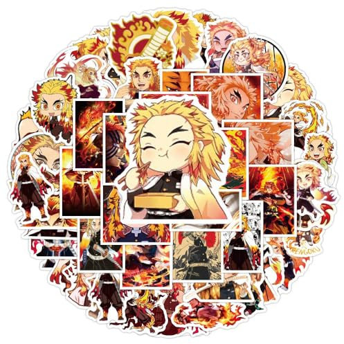 Kimetsus No Rengoku Aufkleber, 52 Pcs Ghost Killing RengokuKyoujurou Niedlich Figur Vinyl Wasserdichte Stickers Für Party, Wasserflasche Scrapbook Laptop Skateboard Computer Für Teens
