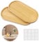 Parastar 2 bandejas de madera decorativas, bandeja de bambú decorativa, bandeja ovalada, bandeja decorativa de madera, bandeja de madera para posavasos de té, tartas, café, planta, madera, mosaico