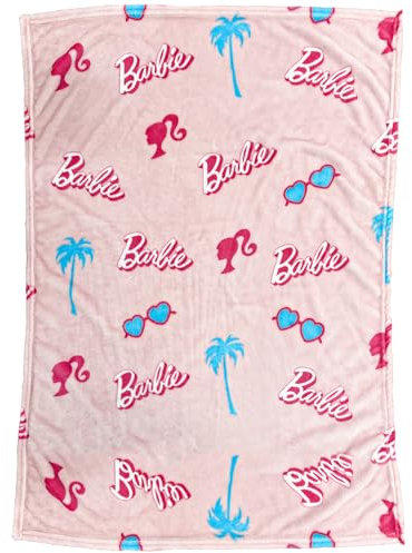 Barbie Barbie Fleece-Überwurfdecke, Barbie Baby-/Kleinkinddecke, weiches Plüsch-Fleece, 76,2 x 101,6 cm, Rosa/Weiß, offizielles Lizenzprodukt