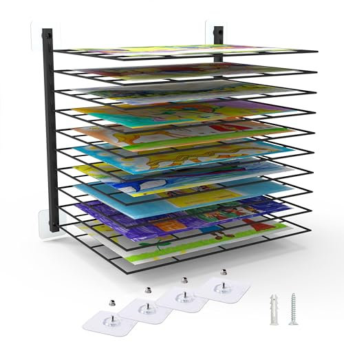 Art Drying Rack,10 Adjustable Shelves Paint Drying Stand Rack, Fit All Walls Art Drying Rack For Classroom,Studios & Creative Spaces