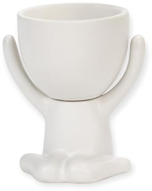 Flower Pot Figure Human - Funny Planter with Face & Arms - Succulent Planter - Decoration for Living Room, Office, Bathroom, Garden and Balcony - Gift Idea for Plant Lovers (White-A)