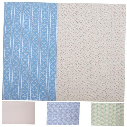 Warmhm 5 Sheets Mini Doll House Wallpaper Peel and Stick Decals Dollhouse Accessory